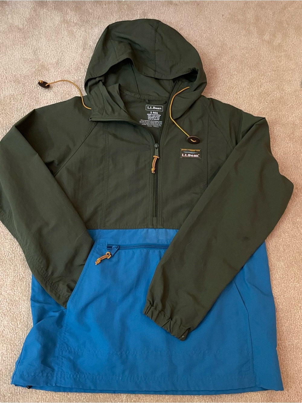 L.L. Bean Olive Green and Blue Women's Mountain Classic Anorak Jacket